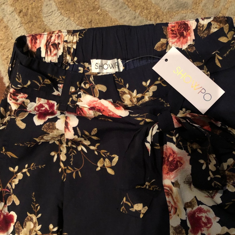 Wide Leg Navy Floral Pants Showpo Kiss From A Rose - Picture 4 of 5